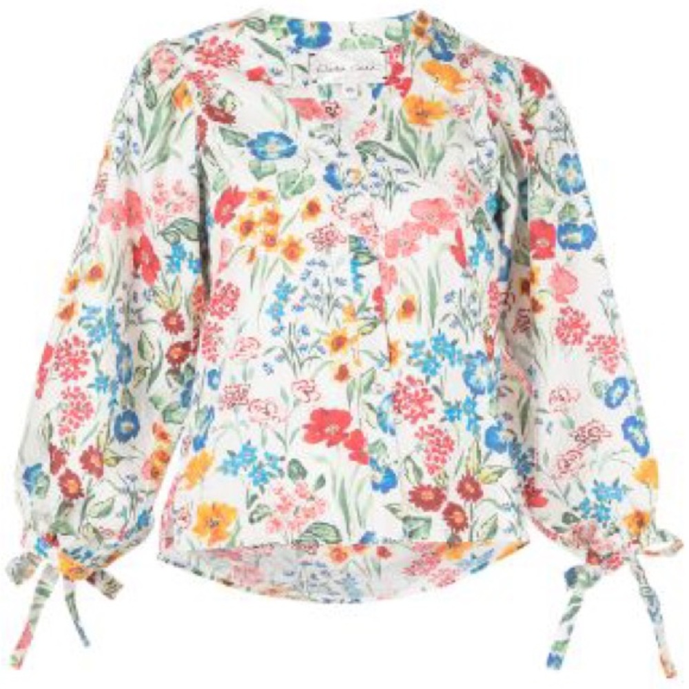 Cara Cara Floral Print V-Neck Blouse XS NWOT